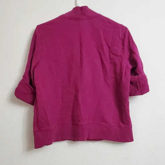 Studio Works Womens Zipfront 3/4 Sleeve Sweat Shirt Petite Large Orchid Purple - Picture 5 of 5